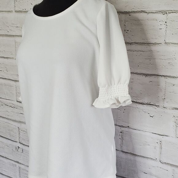 Adrianna Papell crepe puff sleeve shirt medium - Picture 8 of 10
